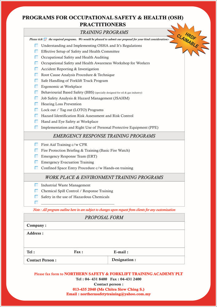 CATALOGUE FORM OCCUPATIONAL SAFETY _ HEALTH